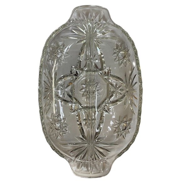 Rare Vintage Clear Carved Glass Pickle, Condiment or Serving Dish. - Picture 7 of 14